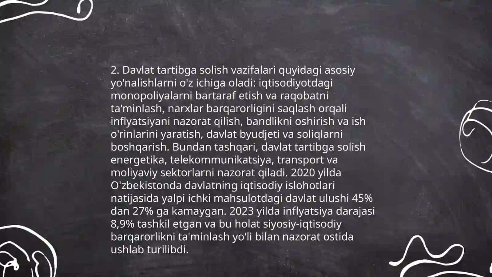Iqtisodiy tizimlar faoliyatida davlat tomonidan tartibga solish va o'zini- o'zi tashkil etish mexanizmlari 4