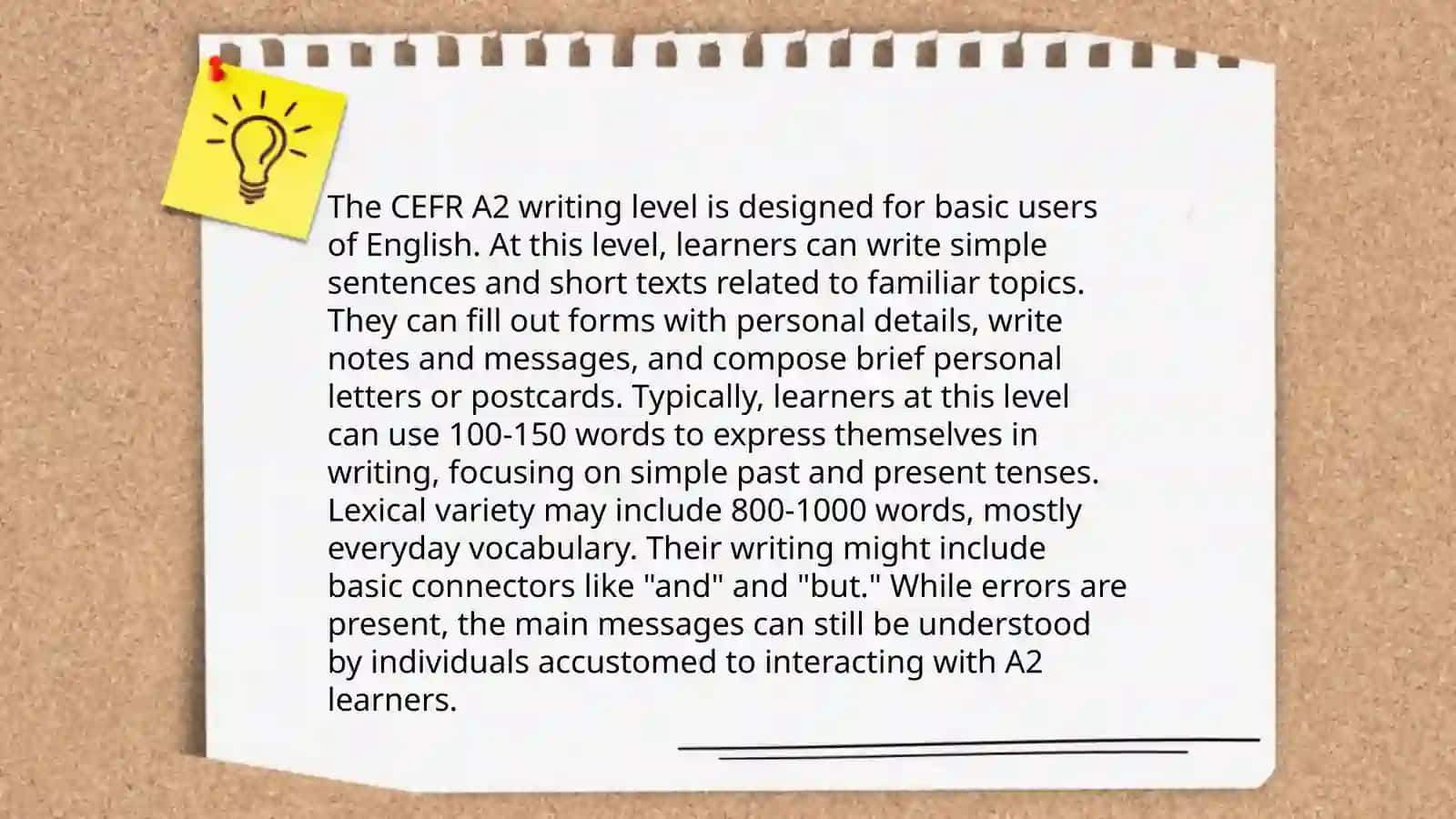 CEFR Writing Levels: A1 4