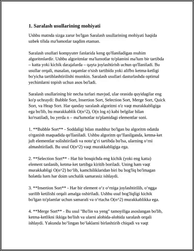 SARALASH USULLARINING TASNIFI.UMUMIY XUSUSIYATLAR 4