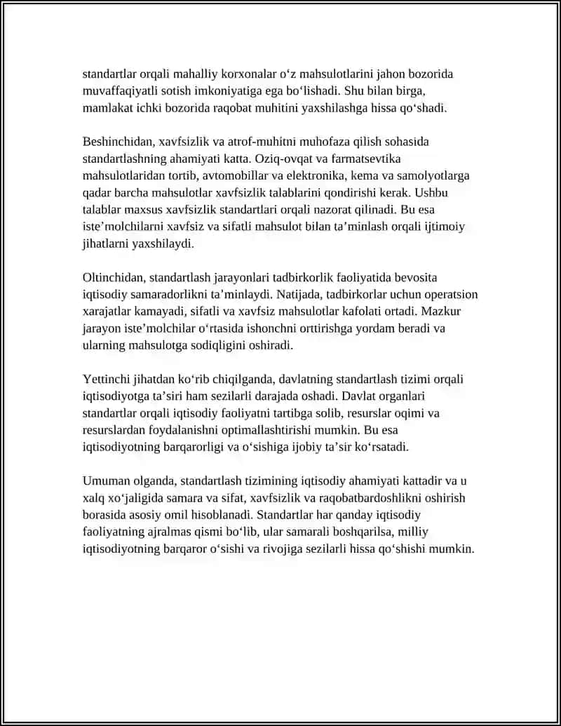STANDARTLAR VA ULARNING XALQ XO‘JALIGIDAGI AXAMIYATI 4