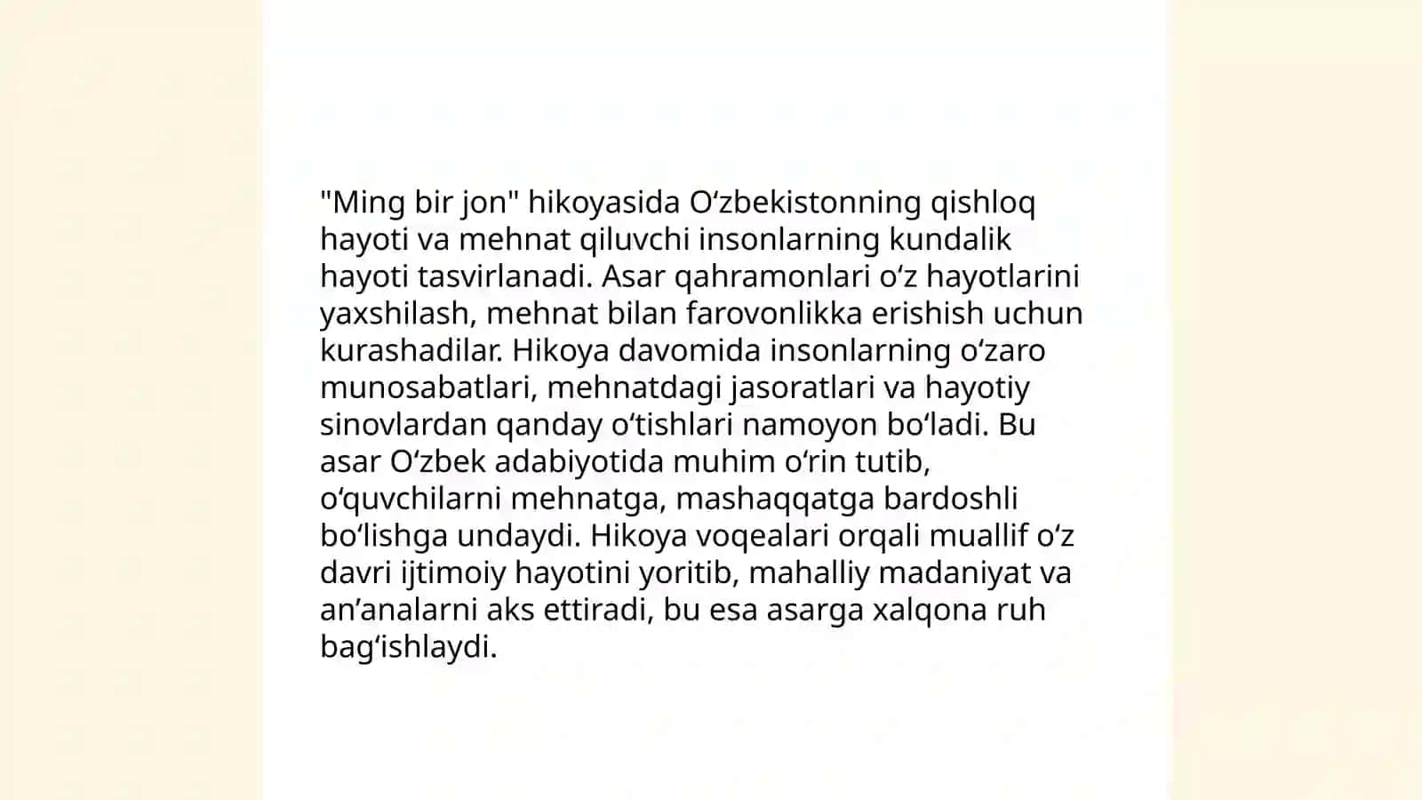 Abdulla Qahhorning "Ming bir jon " hikoyasi uslubiy tahlili 4