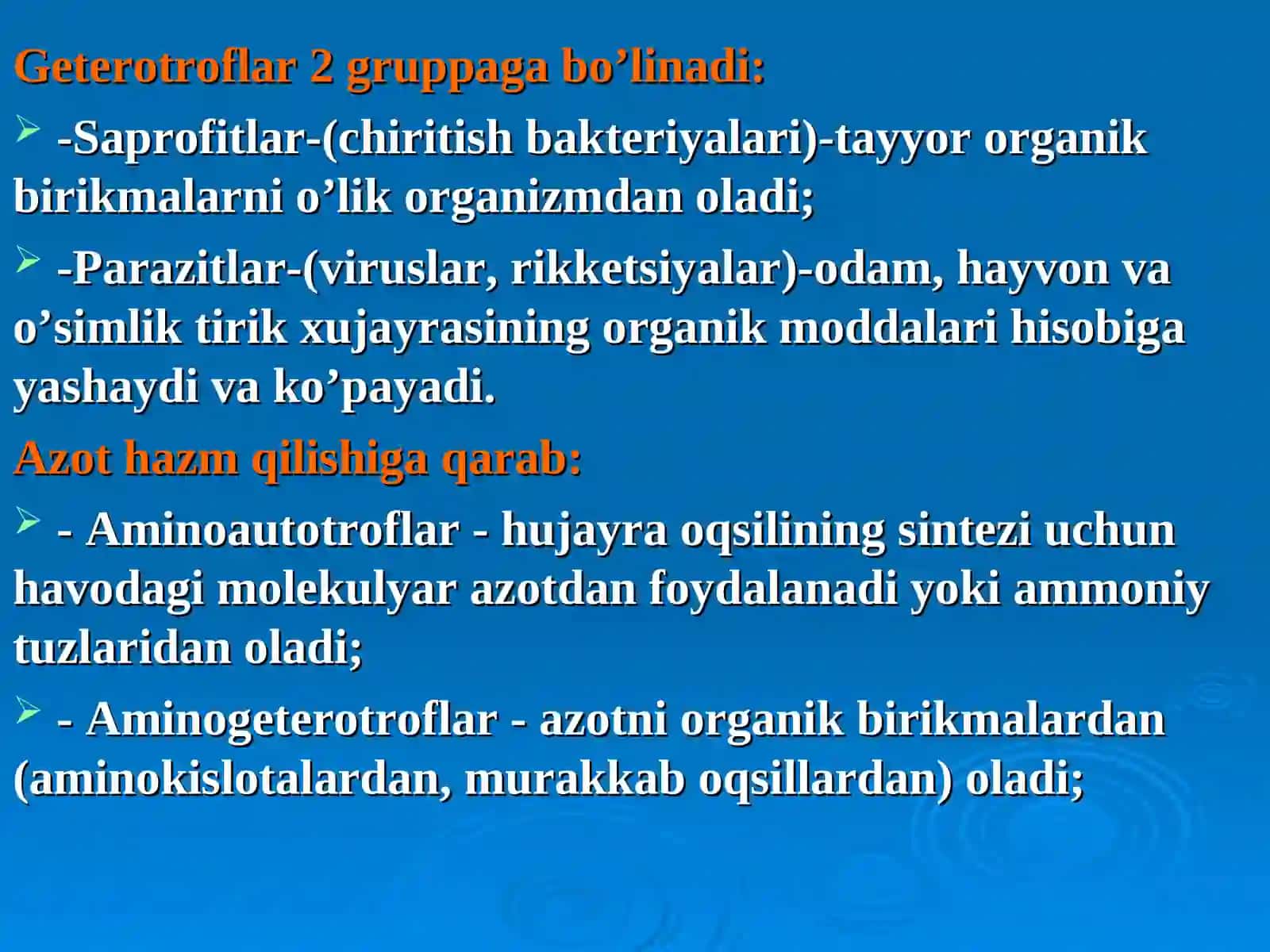 Bakteriyalar fiziologiyasi. Metabolizm jarayoni 4