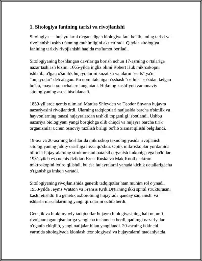 UMUMIY SITOLOGIYA ASOSLARI TARIXI VA ÓRGANISH USLUBLARI 4