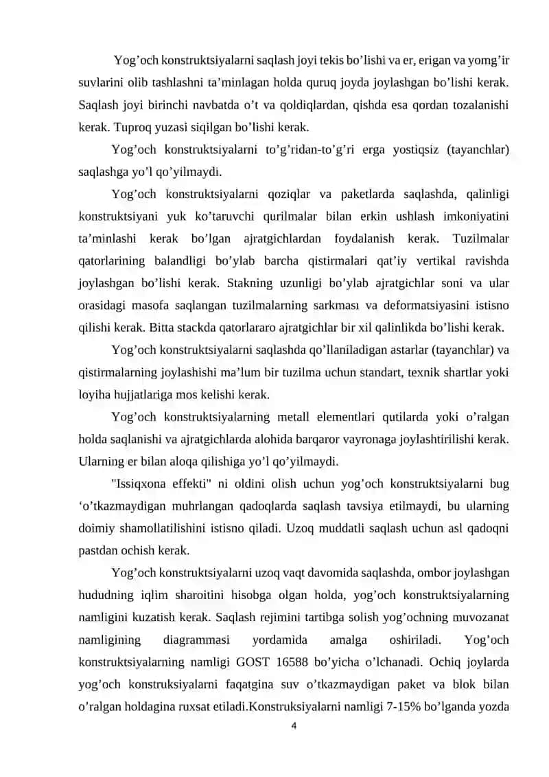 Tabiiy materallardan ishlangan konstruksiyalarida xavfsizlik talablarini ta’minlanishi 4