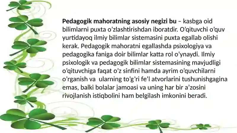 Pedagogik mahorat fanining tarkibiy qismlari 4