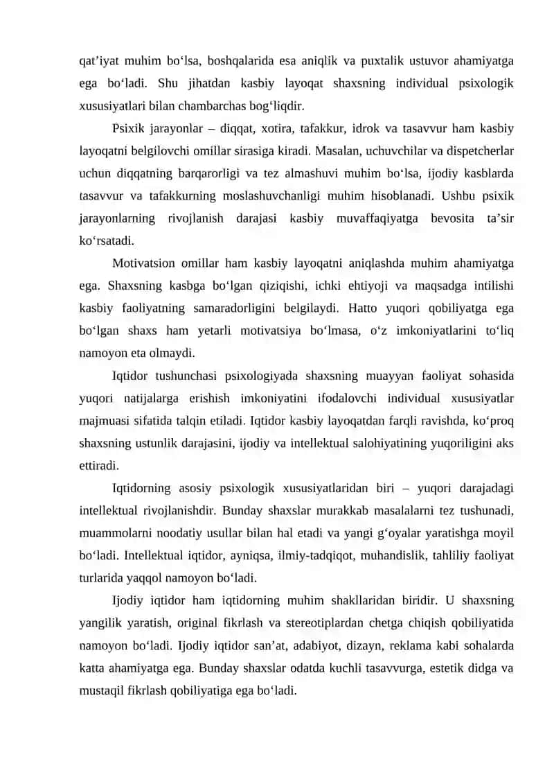 Kasbiy layoqat va iqtidorni aniqlashda psixologik testlarning o‘rni 4