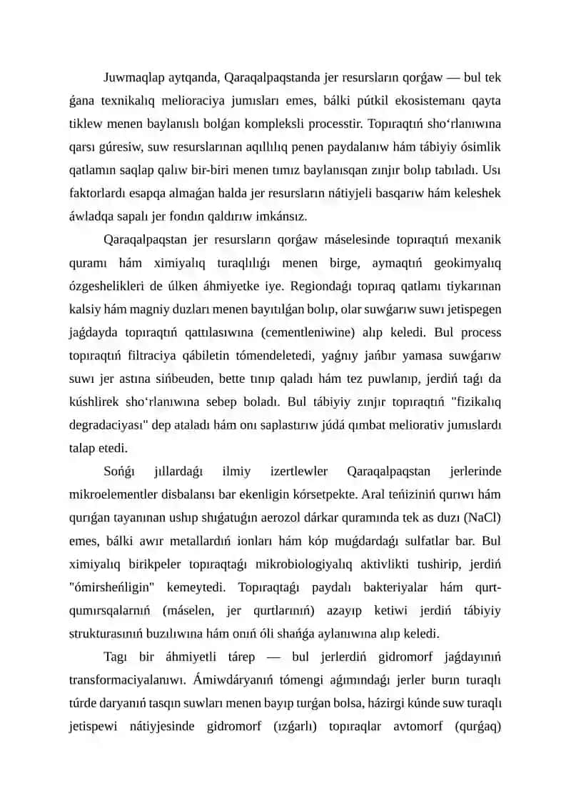 QARAQALPAQSTANDA JER RESURSLARIN QORǴAW HÁM PAYDALANIW BOYINSHA INNOVACIYALIQ TEXNOLOGIYALAR 4