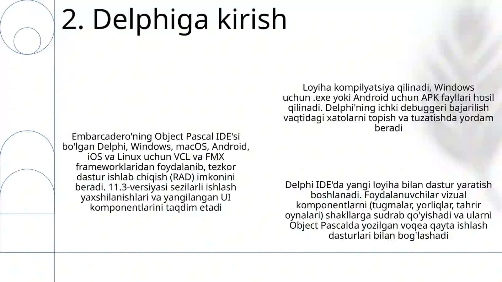 DELHPI tilida ilova yaratish 4