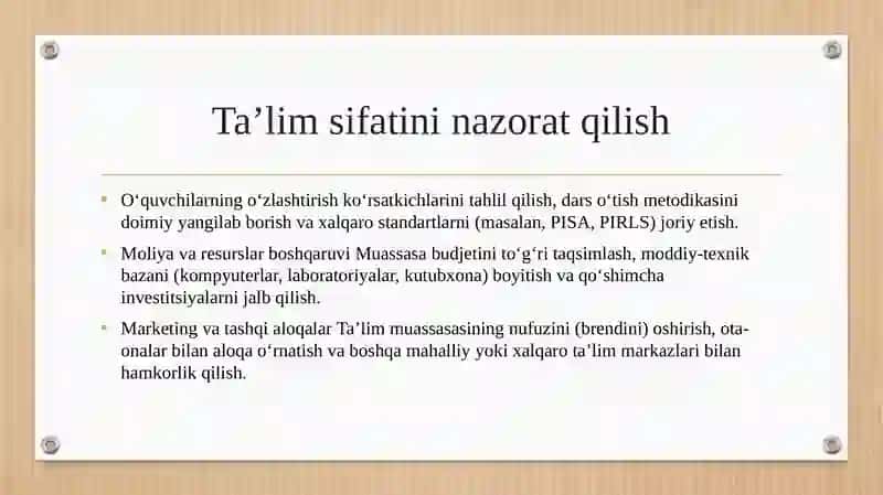 Taʼlim muassasasi menejmenti. 2 4