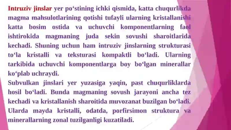 Magmatizm jarayonlari va Metamorfizm jarayonlari 4