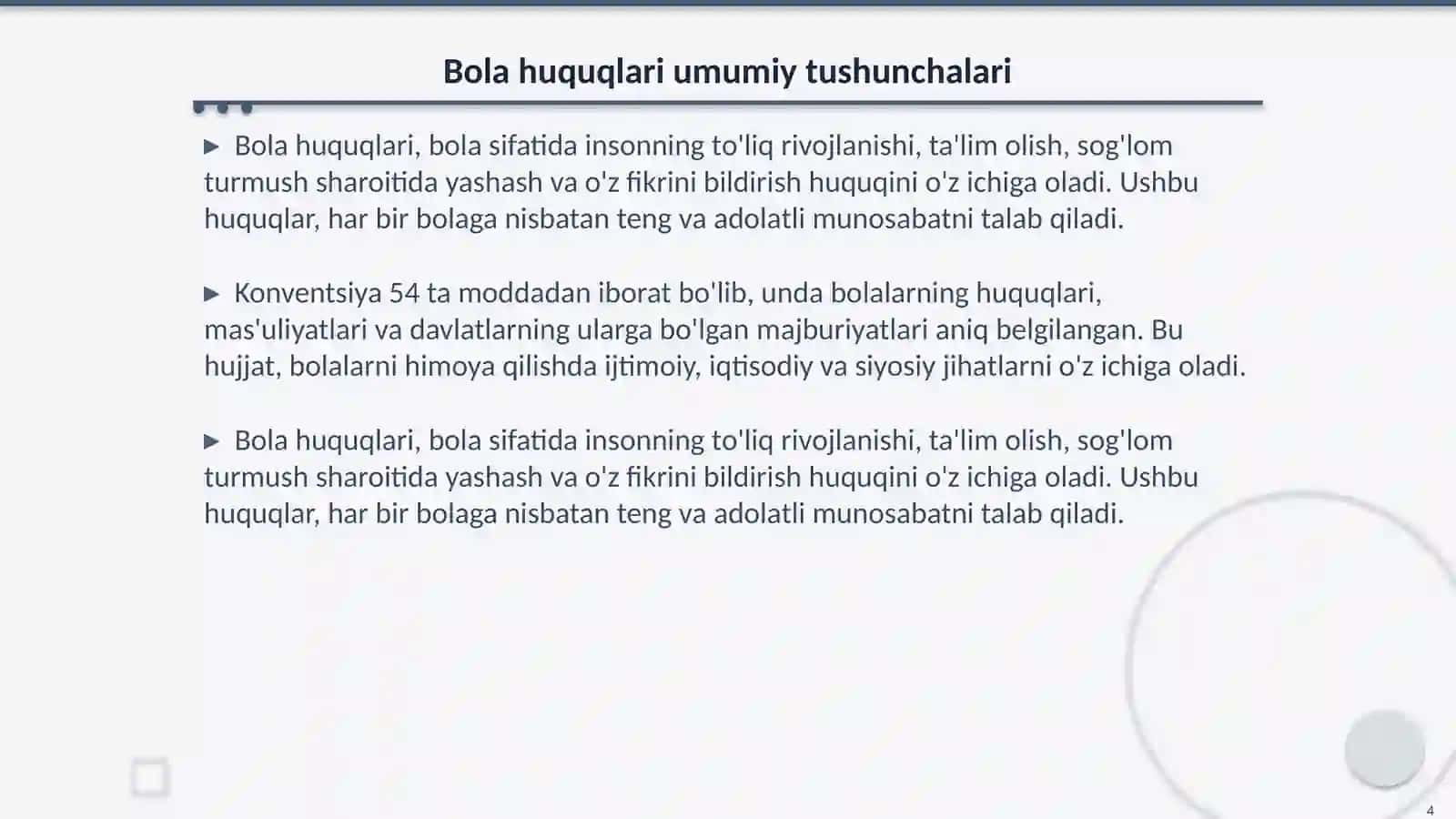 BMT ning bola xuquqlari to'g'risidagi konventsiya 4