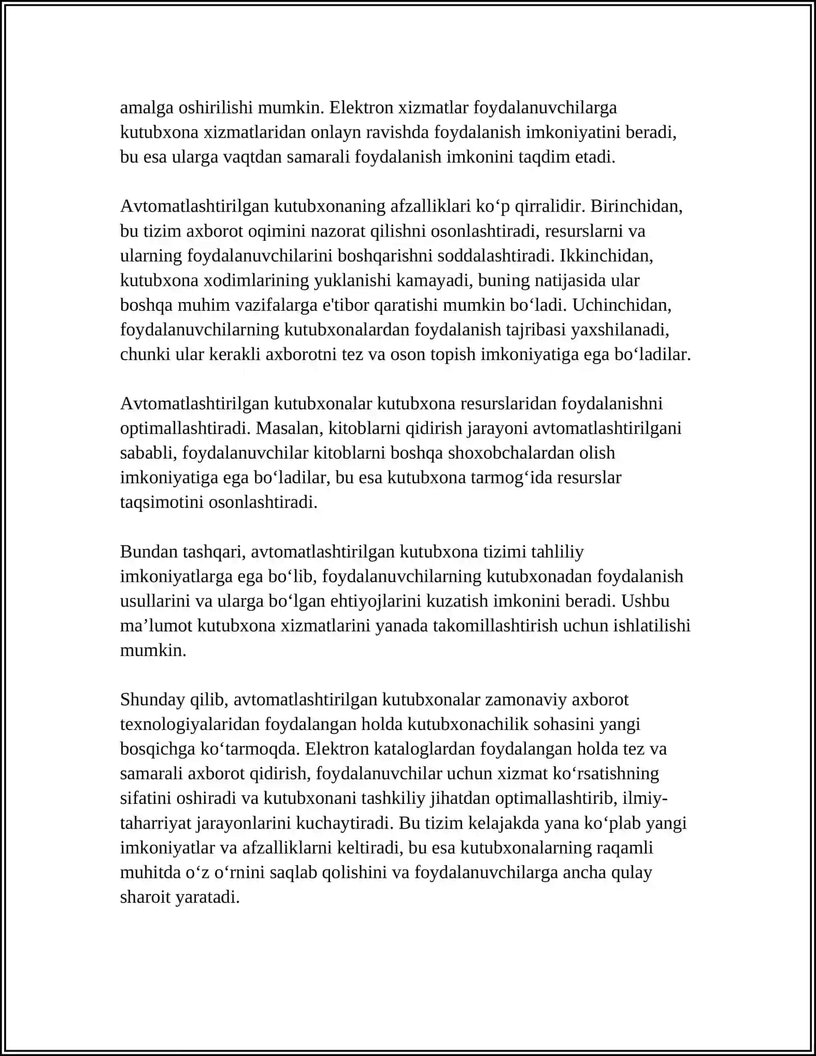 AVTOMATLASHTIRILGAN KUTUBXONA - KUTUBXONA AXBORAT TIZIMLARI 4