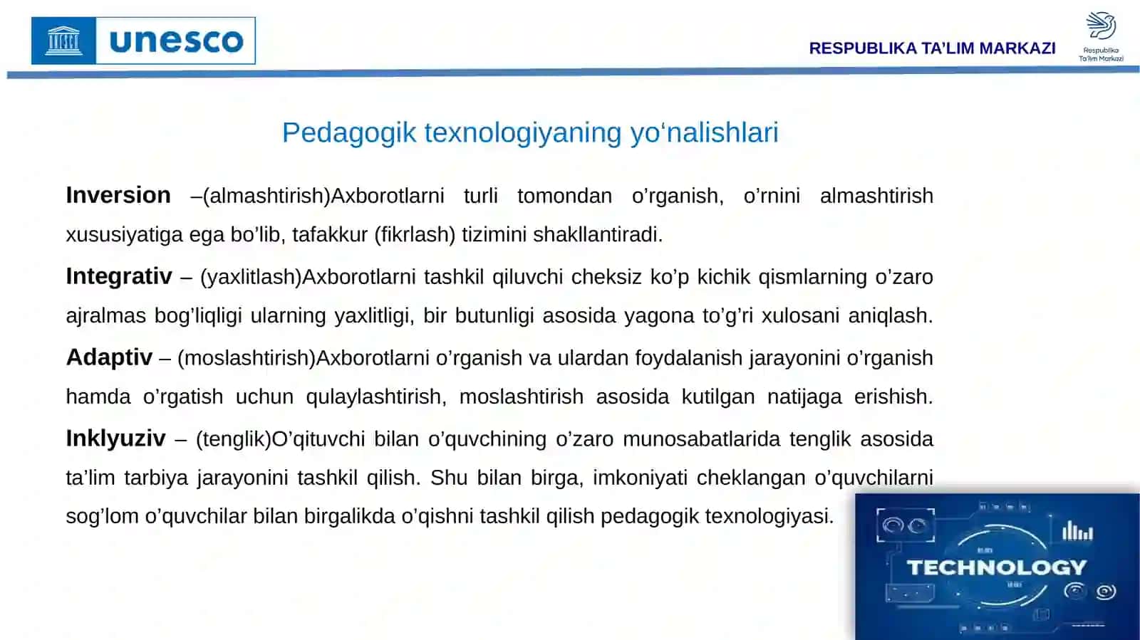 TABIIY FANLAR ORQALI O‘QUV-TARBIYA JARAYONIDA ZAMONAVIY PEDAGOGIK TEXNOLOGIYALAR VA METODLARDAN SAMARALI FOYDALANISH 4