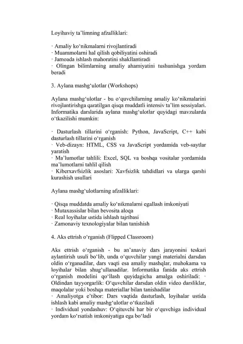 Informatika fanini oʻqitishda noanʼanaviy shakllardan foydalanish 4