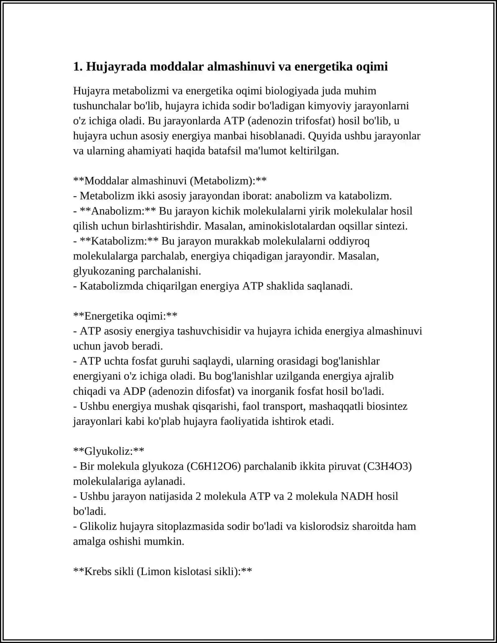 Hujayrada Moddalar, Energiya va Ma'lumotlar Oqimi 4