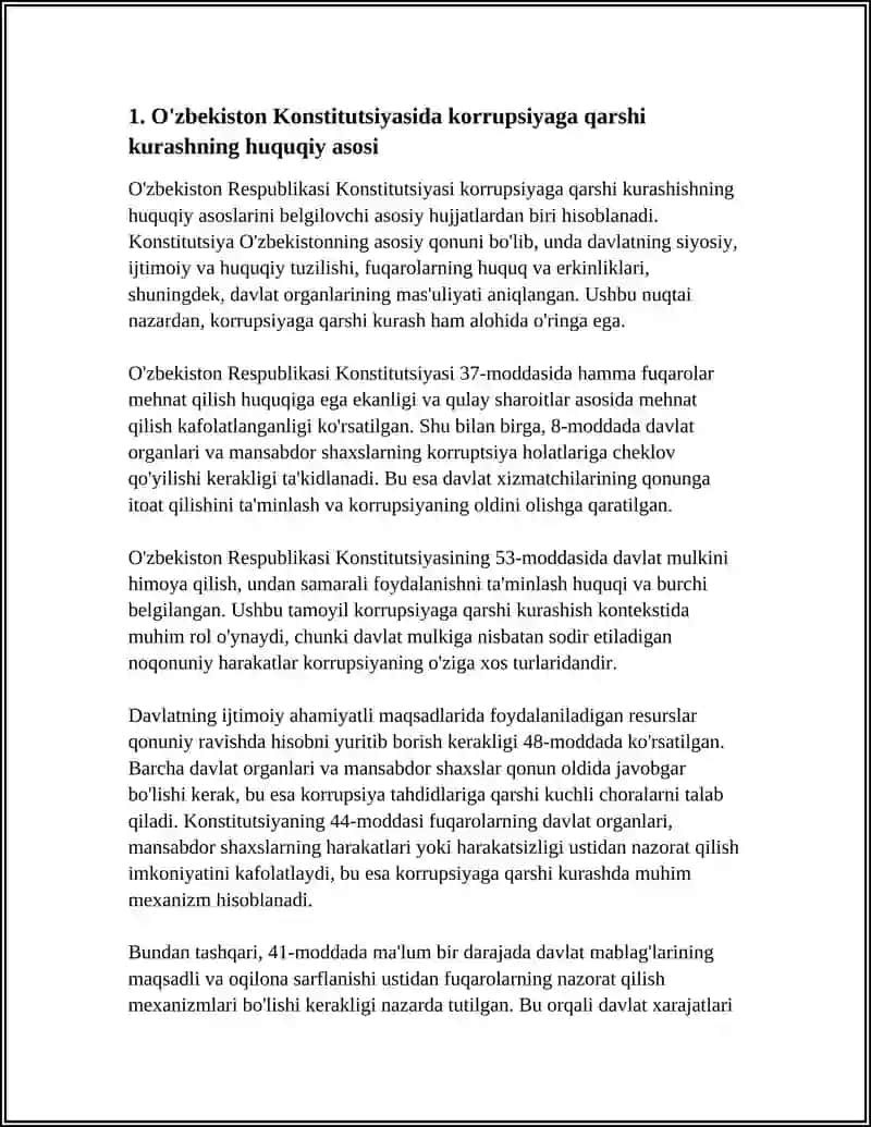 ÕZBEKISTONDA KARUPSIYAGA QARSHI KURASHISHNING QONUNIY VA MEYORIY ASOSLARI 4