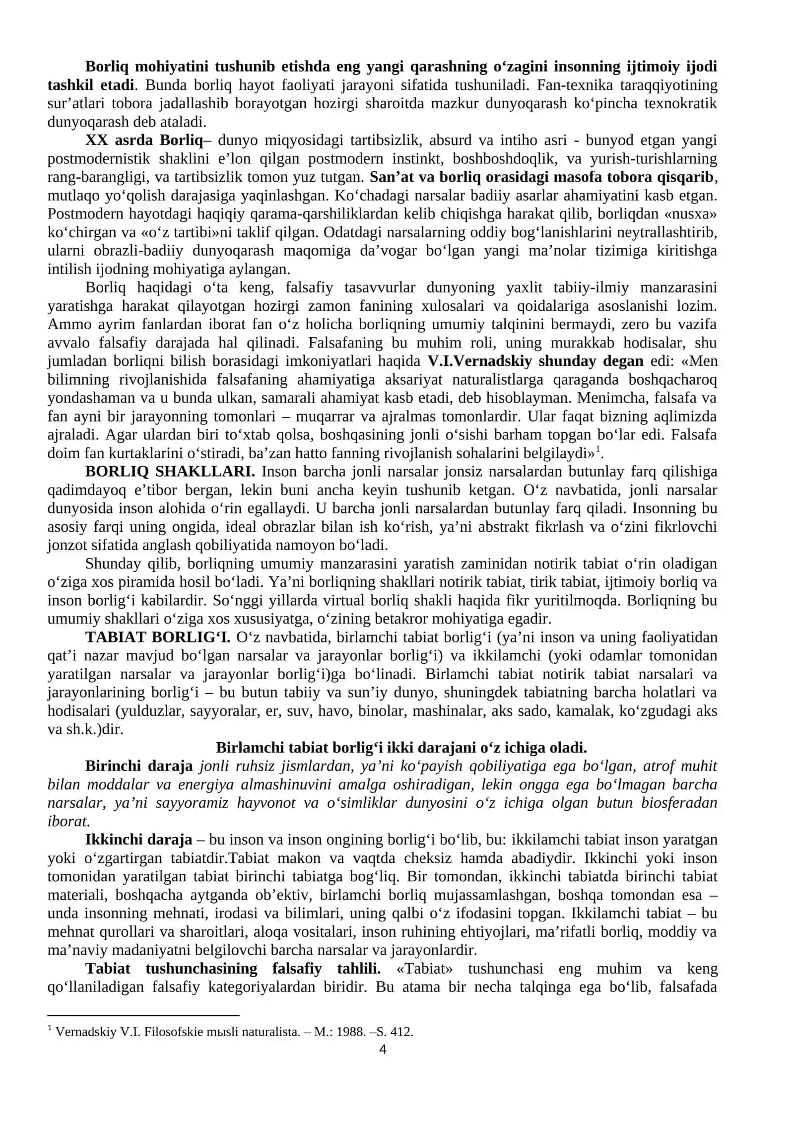 BORLIQ FALSAFASI (ONTOLOGIYA) 4