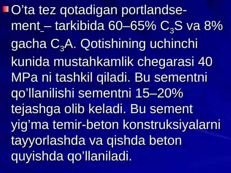 Portlandsementning maxsus turlari 4