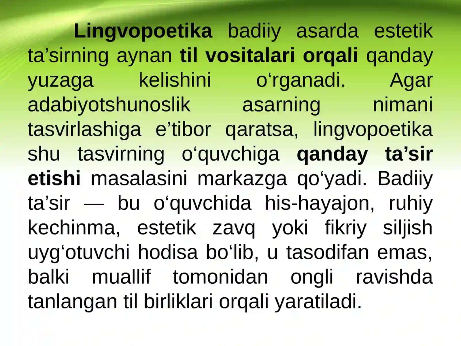 Badiiy matnning lingvopoetik tahlili kursi haqida umumiy ma’lumot.Badiiyasartilinio‘rganishmuammolari 4
