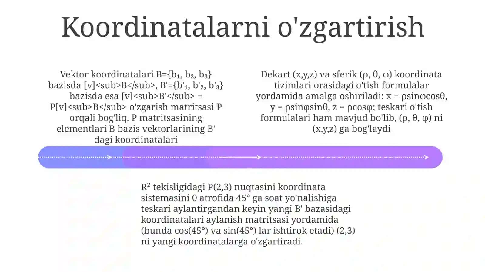 Bazaviy Vektorlar va Koordinata Sistemalari 4