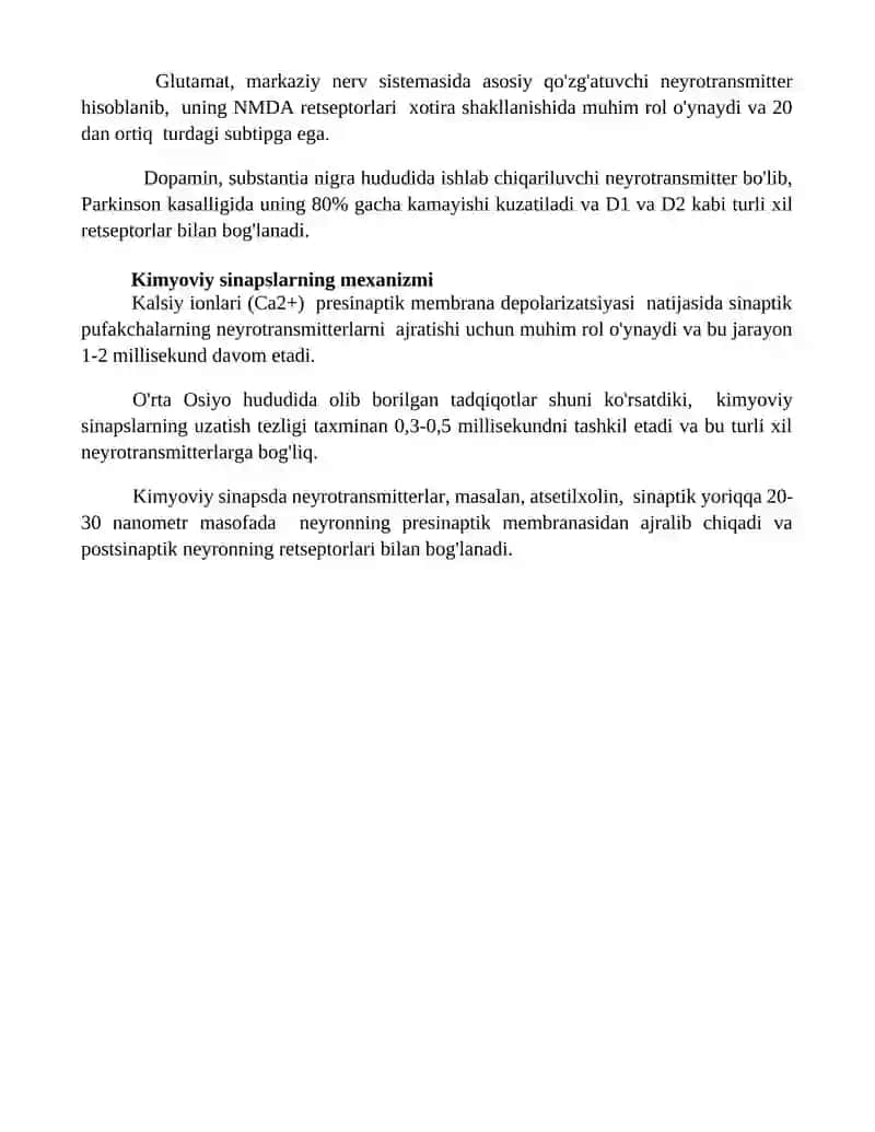 Neyron va nerv tolalari fiziologiyasi. Sinapslar fiziologiyasi 4