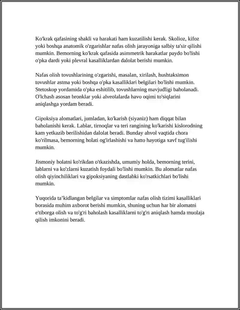 NAFAS OLISH TIZIMI KASALLIKLARIDA BEMORLARNI KUZATISH VA PARVARISHLASH 4