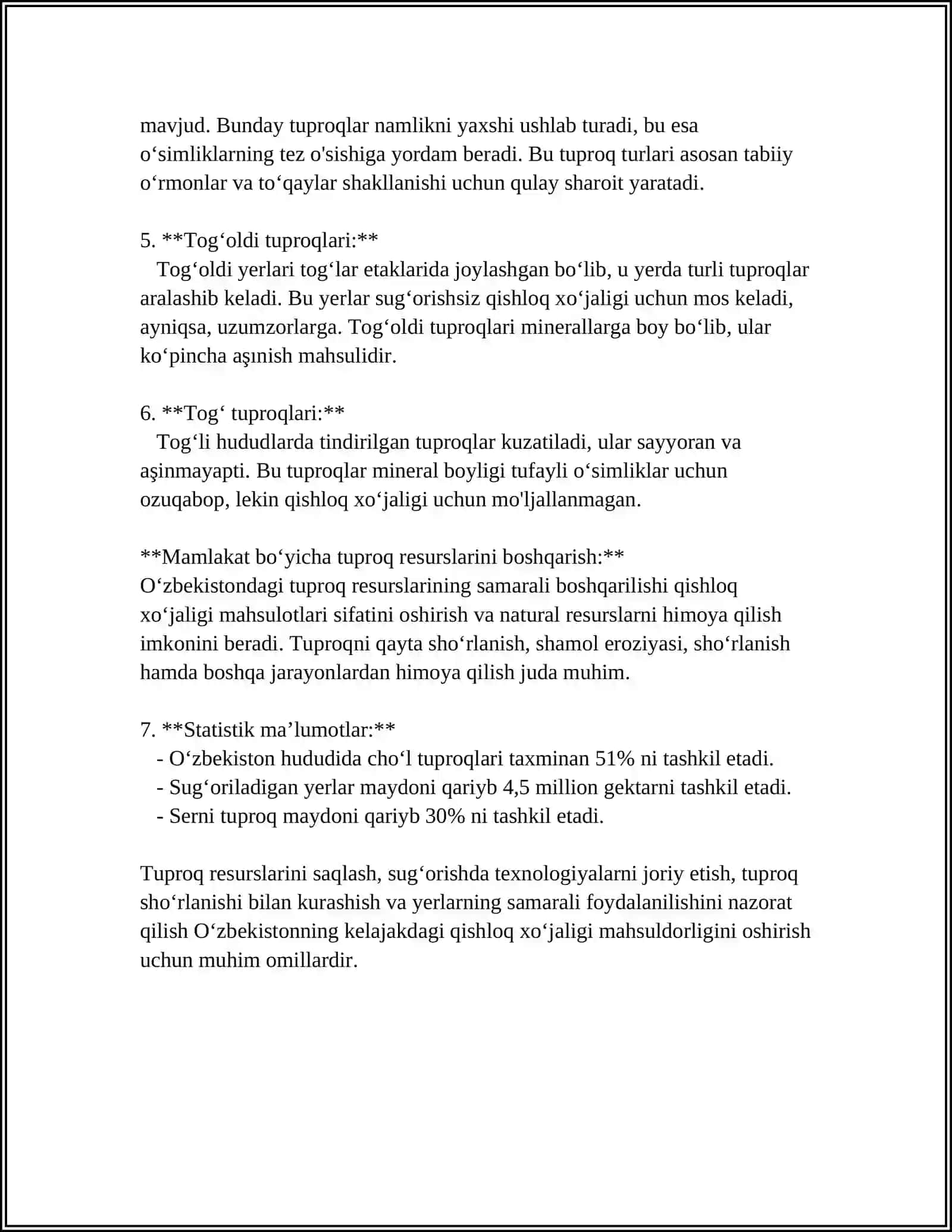 O'zbekistonda Uchraydigan Tuproq Xillati va Ularning Ekologik Muammolari 4