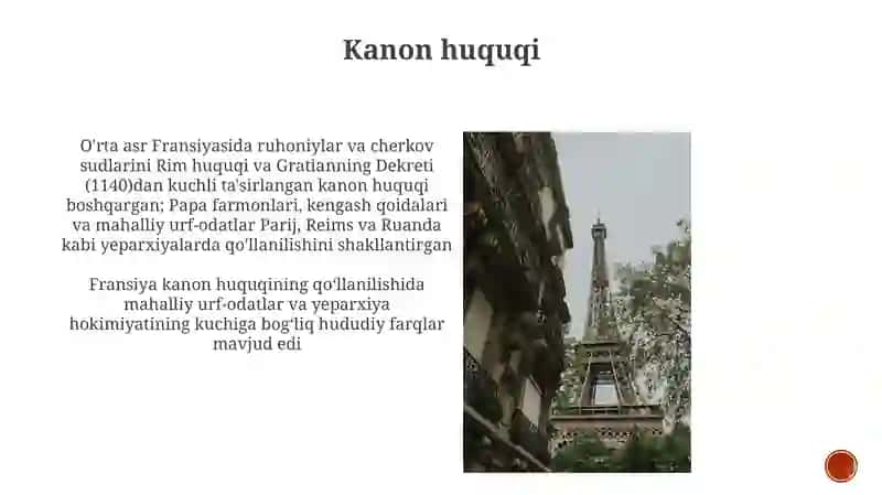 O'rta asrlarda Fransiyada huquqning asosiy belgilari 4