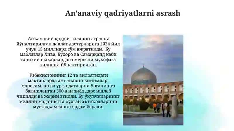 Oʼzbekiston Yangi manaviy muhit yaratish va Marifatli jamiyat konsepsiyasi 4