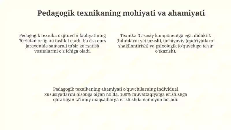 Pedagogik texnika haqida tushuncha va uning shakllantirish uslublari 4