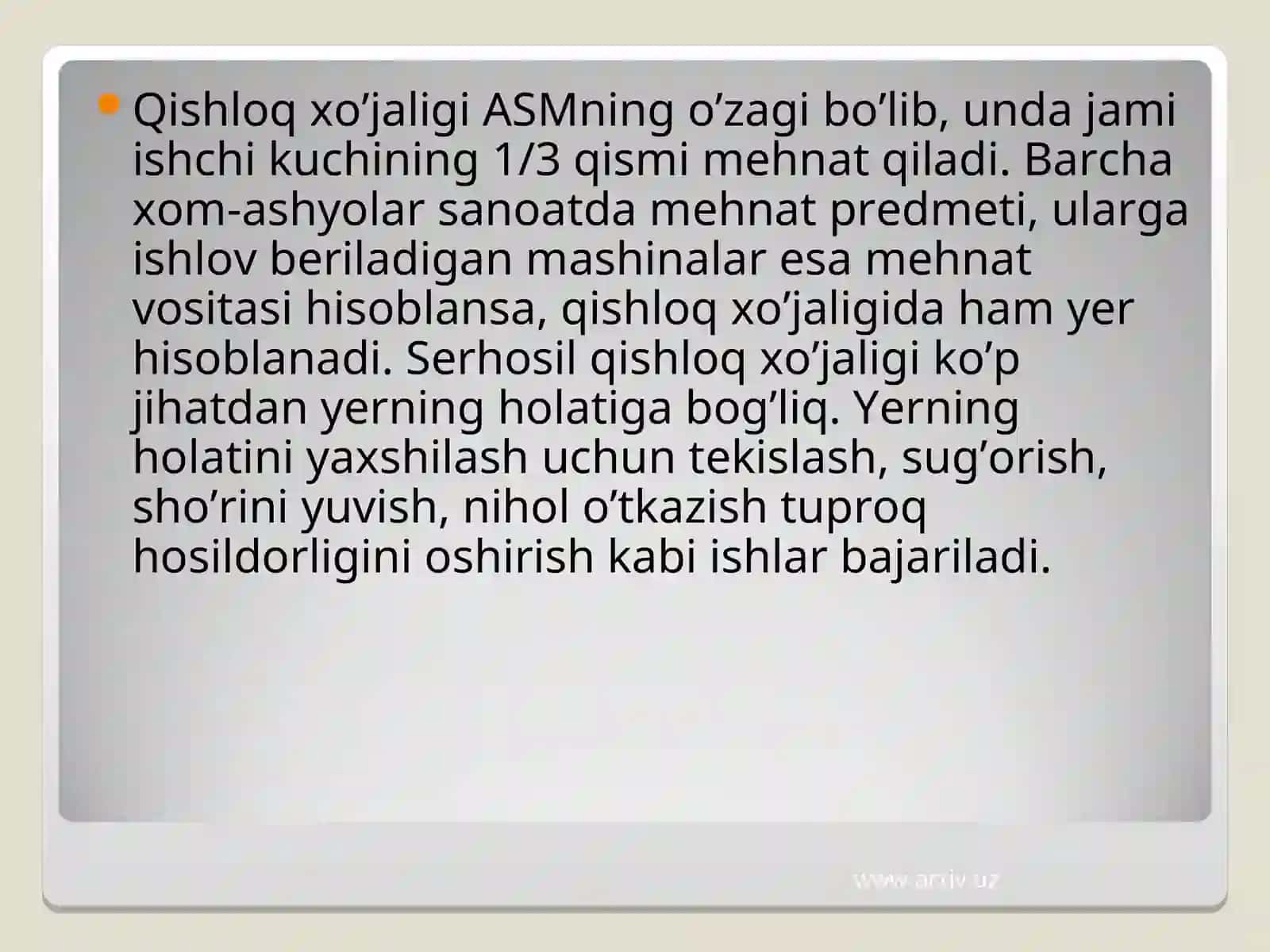 Qishloq xo'jaligi va sanoat sohasidagi o'zgarishlar 4
