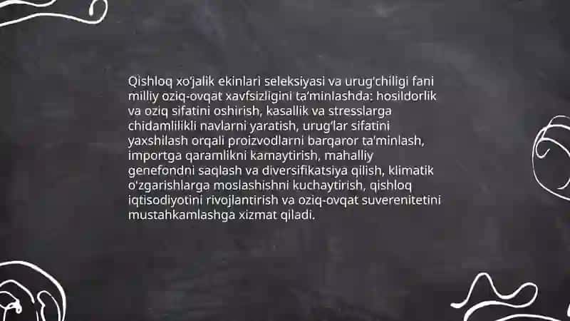 Qishloq xoʻjalik ekinlari seleksiyasi va urugʻchiligi 4
