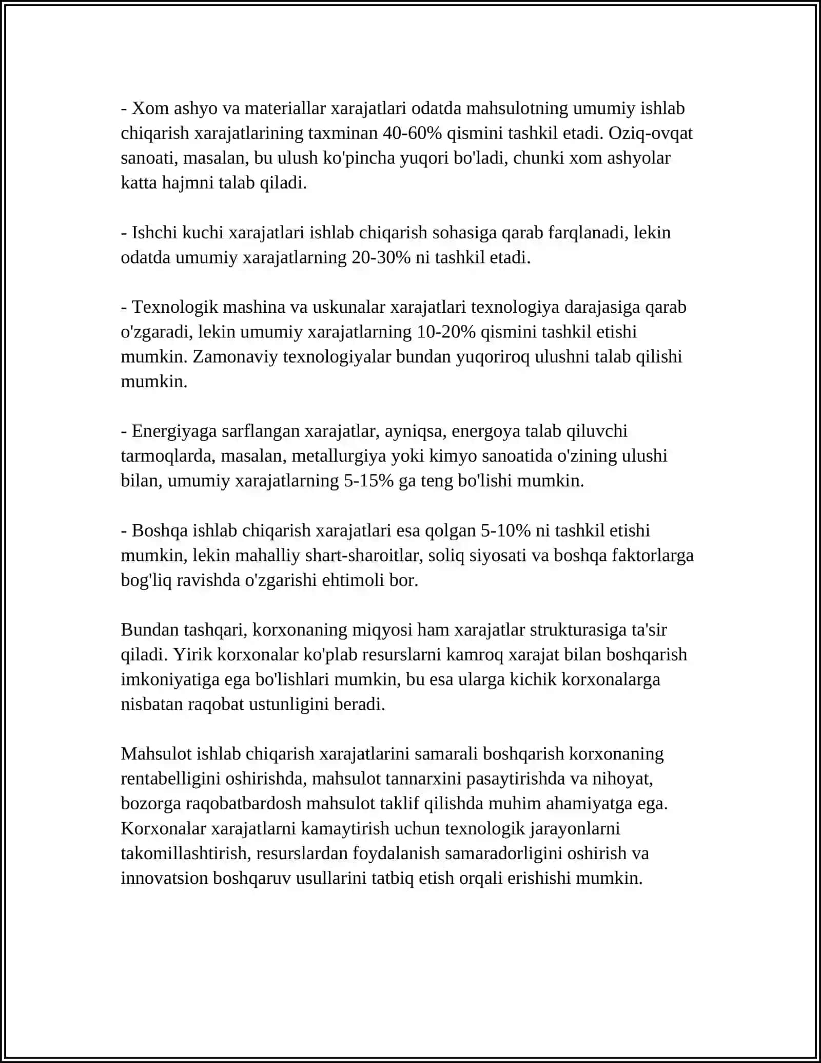 ISHLAB CHQARISH BILAN BOG'LIQ MODDIY HARAJATLAR 4