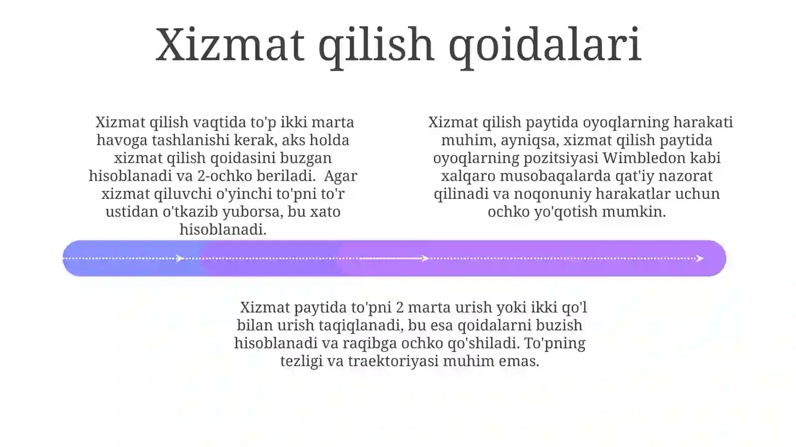 Tenis oyin qoidalari mavzusida tarqatma materiyal va test savollari tayorlash 4