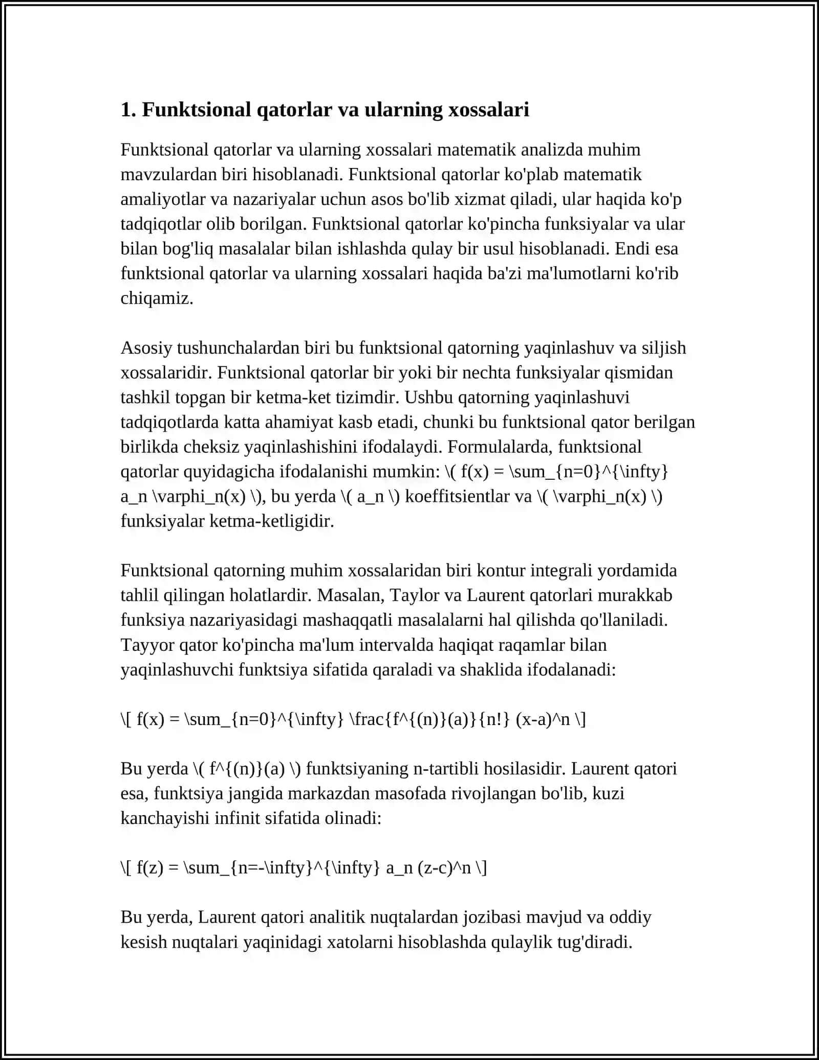 SIGNALLAR FILTRATSIYASI VA TAHLILIDA FUNKSIONAL QATORLAR TATBIQLARI 4