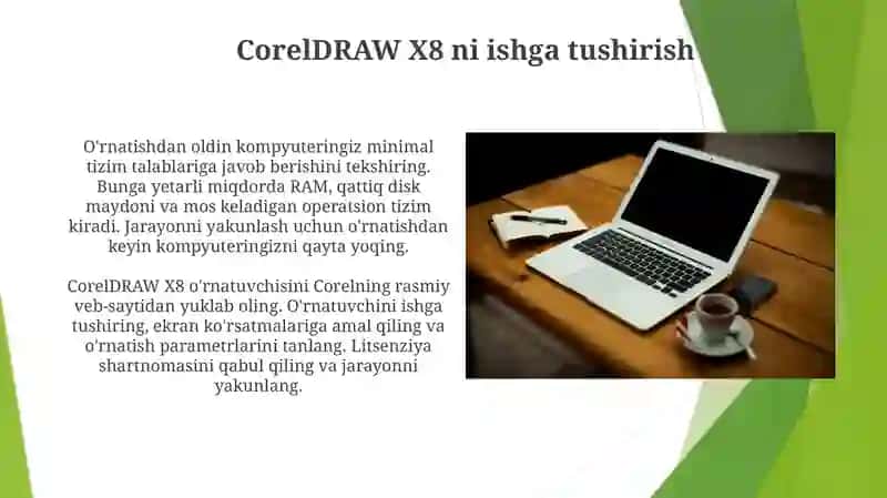 CorelDraw X8 ni dasturini kompyuterga oʻrnatish 4