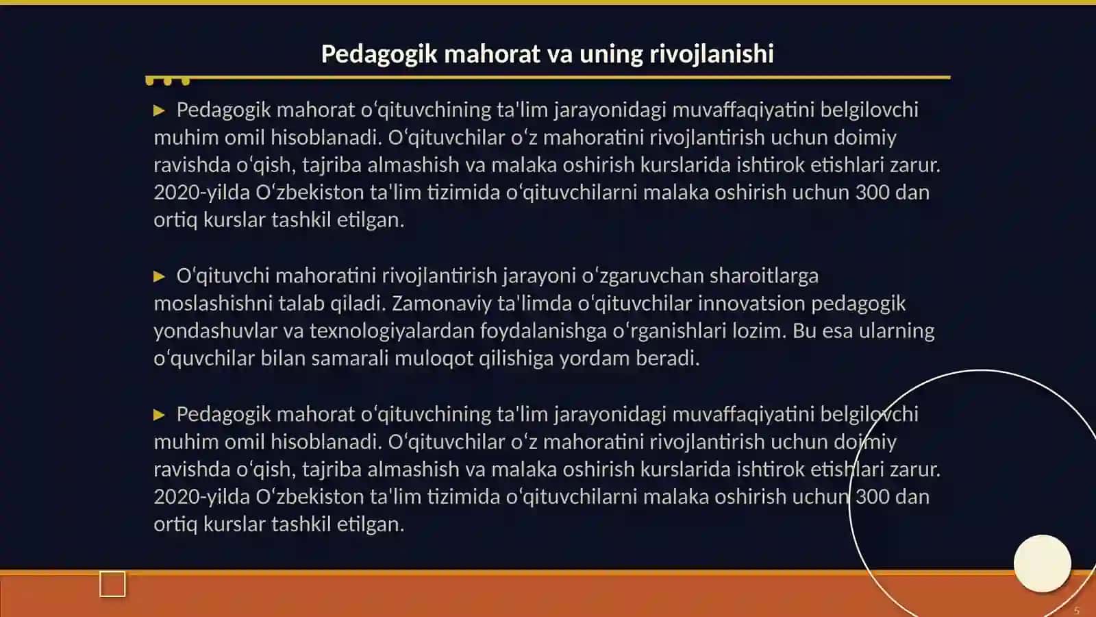 Pedagogik fikrlar va maktablar tarixida o‘qituvchi mahorati masalalari. Pedagogik mahoratning asosiy tarkibiy qismlari. Pedagogik fikrlar taraqqiyotida o‘qituvchi mahorati masalalari 4