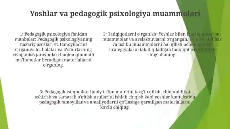 Yosh Va Pedagogik Psixologiya Faning Tadqiqot Sohasi Va Muammolari Doirasidan Manbalar Bilan Tanishish 4