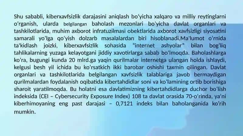KIBERXAVFSIZLIK SIYOSATI O'ZBEKISTON YONDASHUVIDA 4