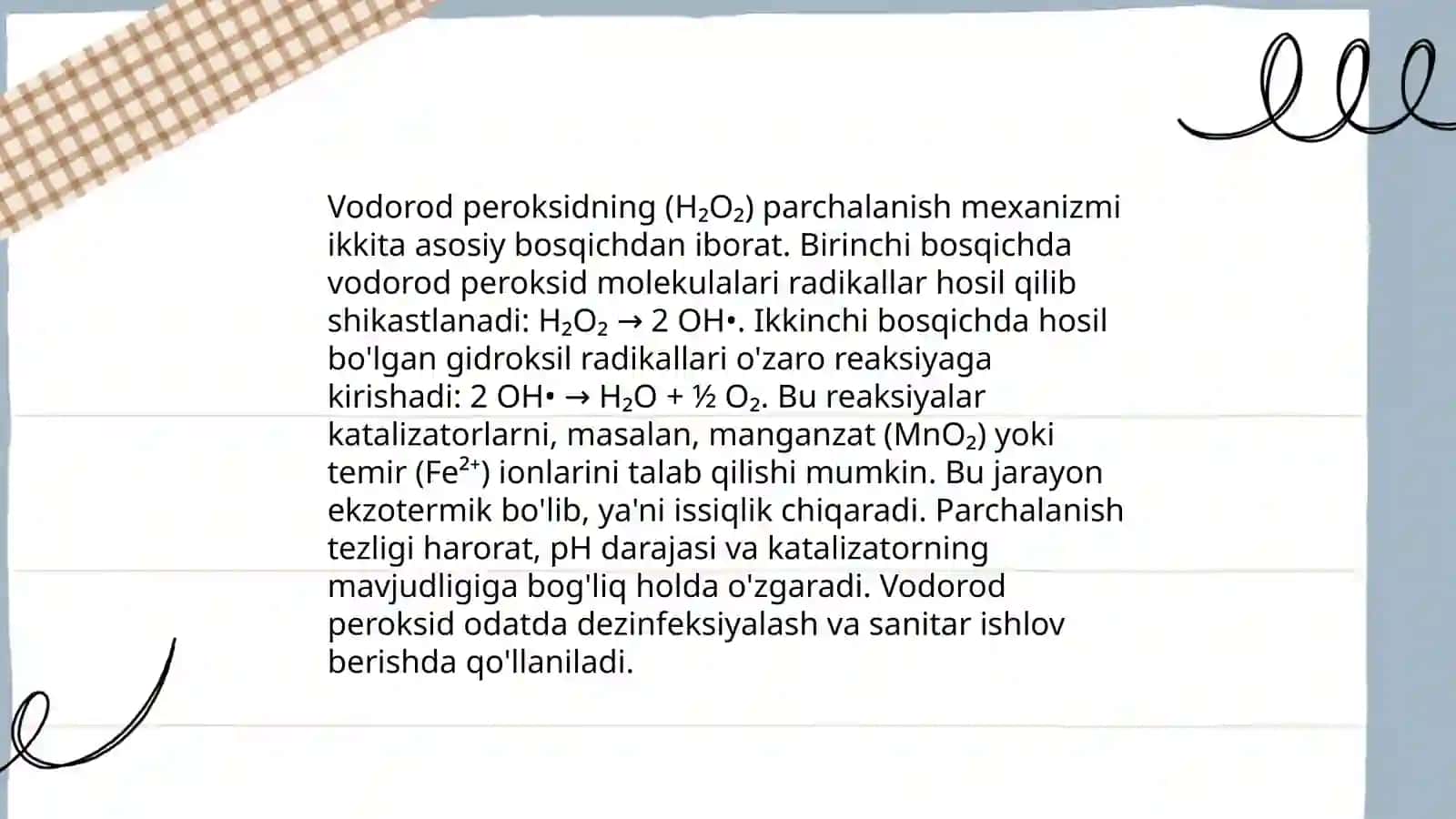 Vodorod peroksidning parchalanishi 4