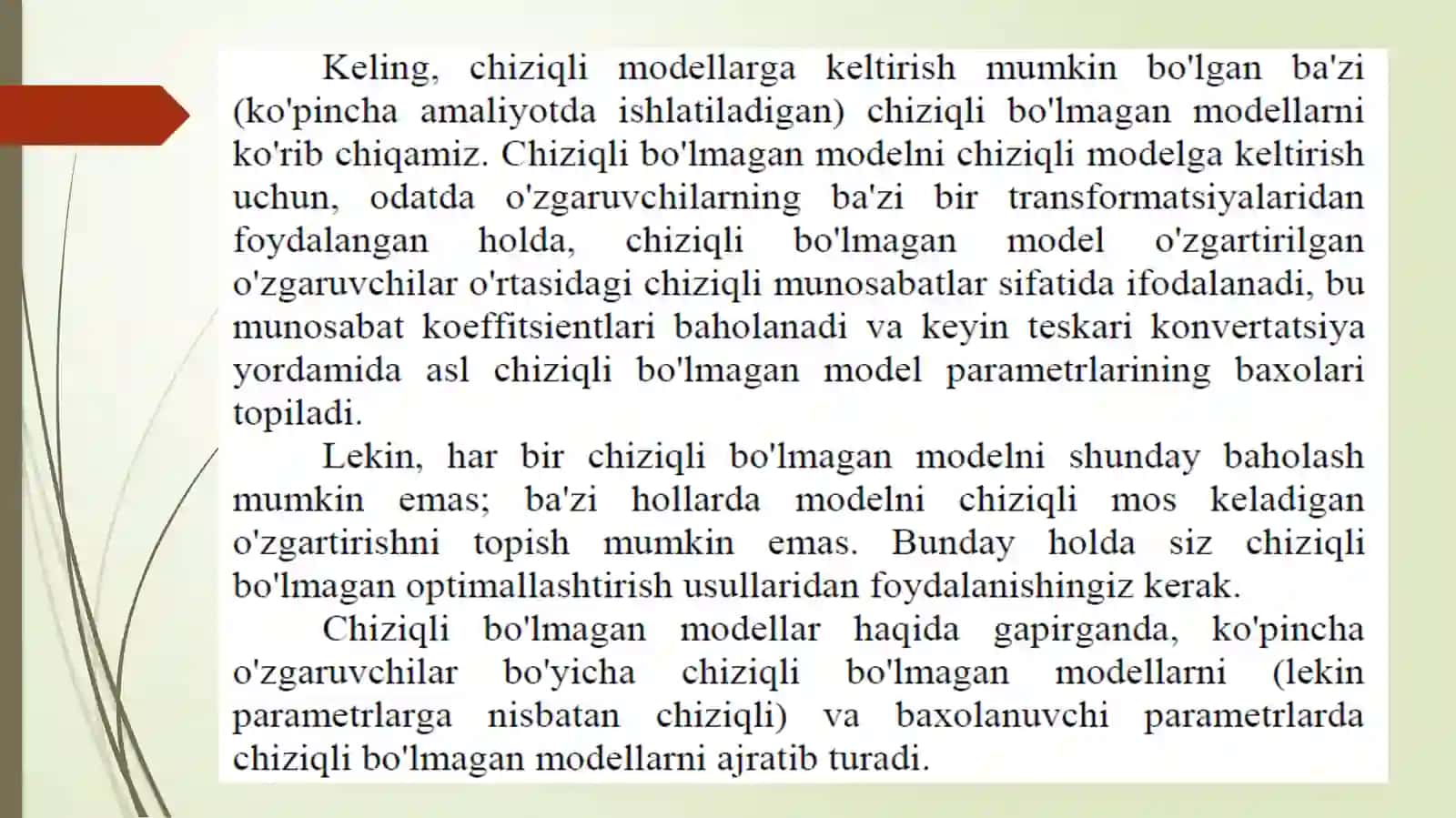 Chiziqsiz regressiya. Ko‘p omilli ekonometrik tahlil 4