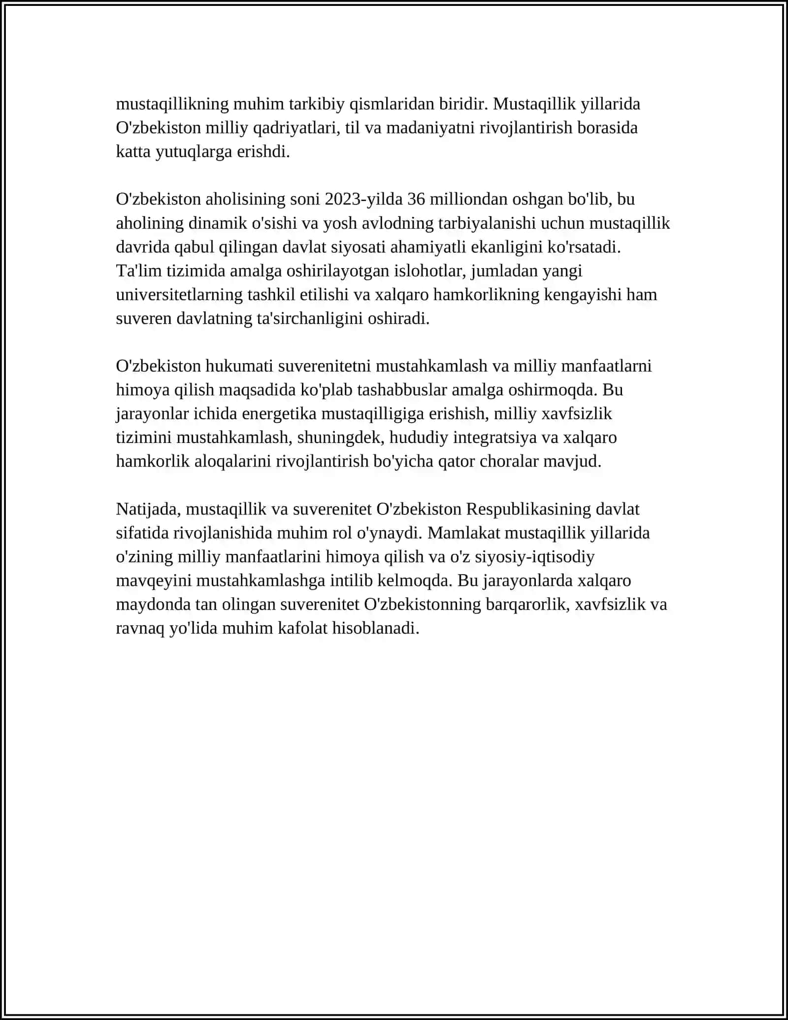 OʻZBEKISTON RESPUBLIKASI KONSTITUTSIYASI -ASOSIY QONUN 4