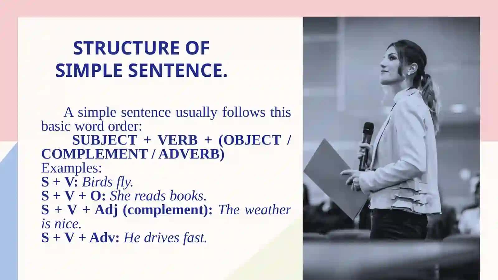 Sentence structure.Simple sentence 4