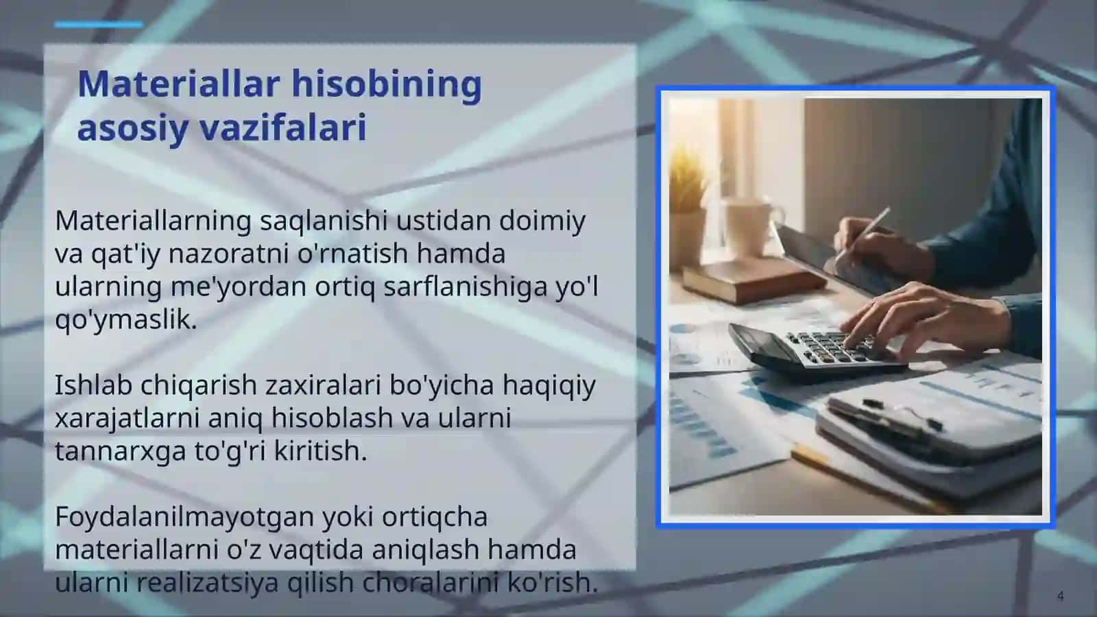 Materiallar hisobi 4
