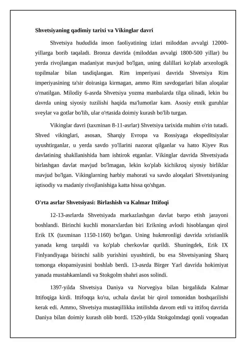 Shvetsiya: Tarix va Geografiya 4