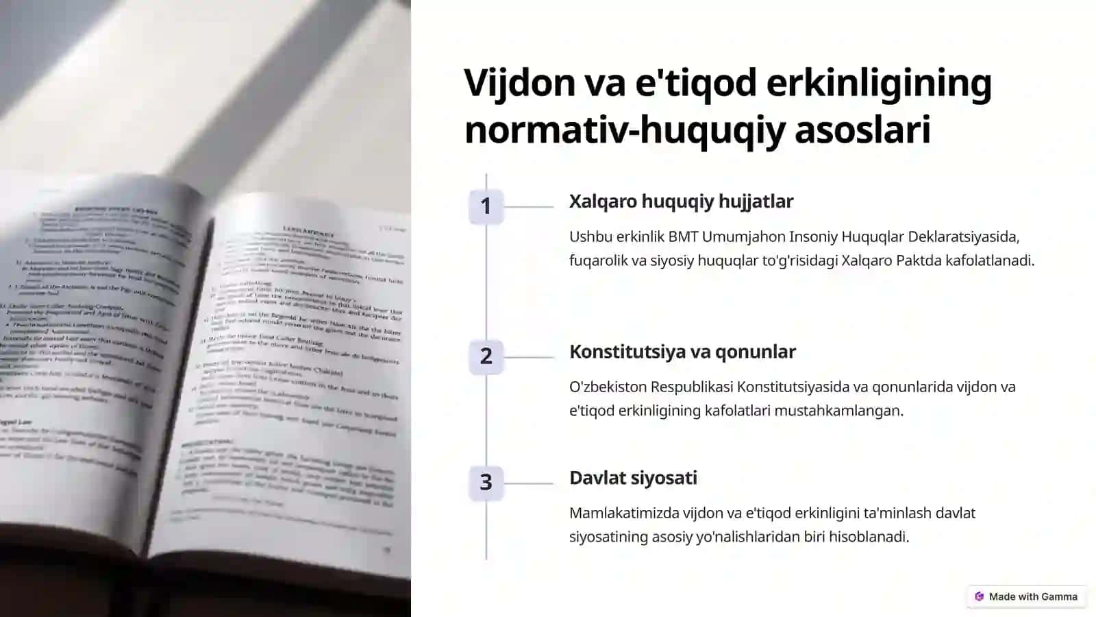 Vijdon va e'tiqod erkinliging tarifi 4