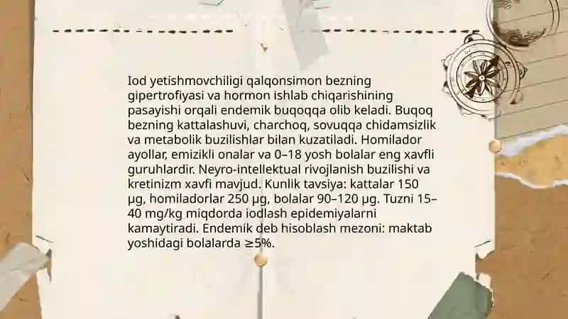 Endemik buqoqning kelib chiqishi,shart sharoitlari va muhitga bog'liqligi 4
