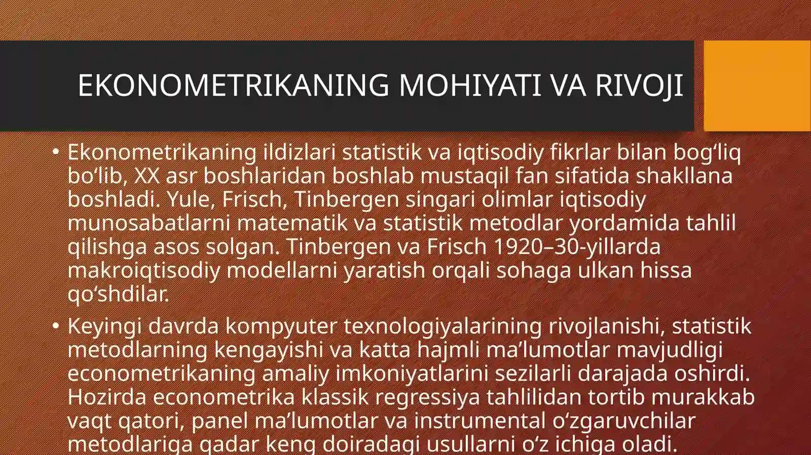 Ekonometrik modellashtirish asoslari 4