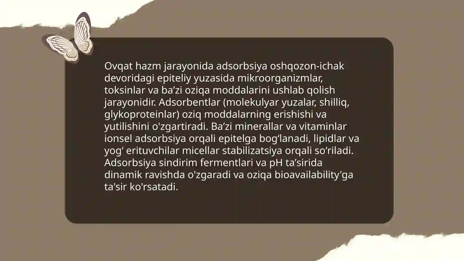 Organizmlarning hayot faoliyatida va davolash usullarida adsorbsiya jarayonining ahamiyati 4