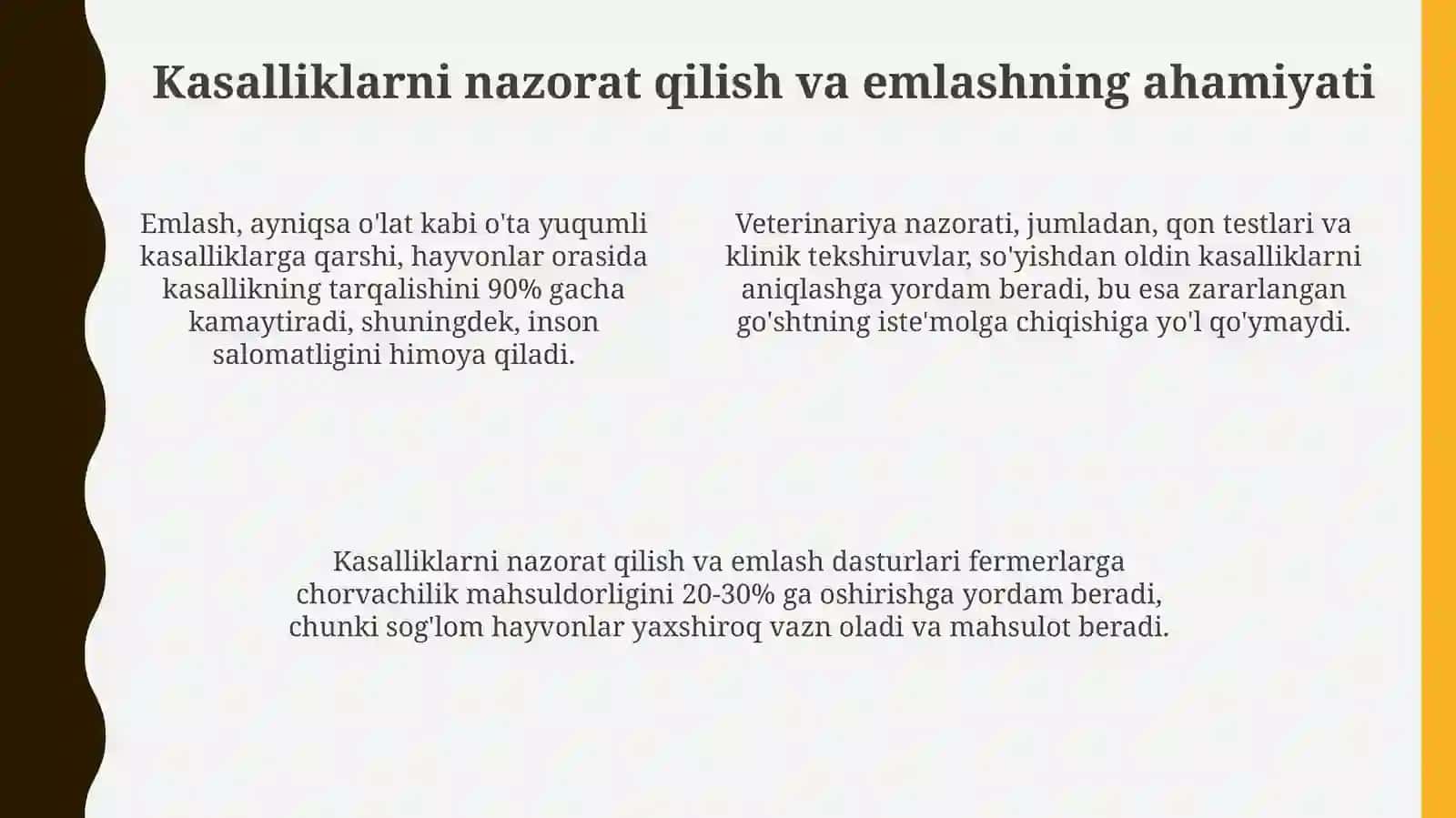 Kasalvaemlangan hayvonlarni so'yishdan oldin veterinariya dasturlariga amal qilish 4